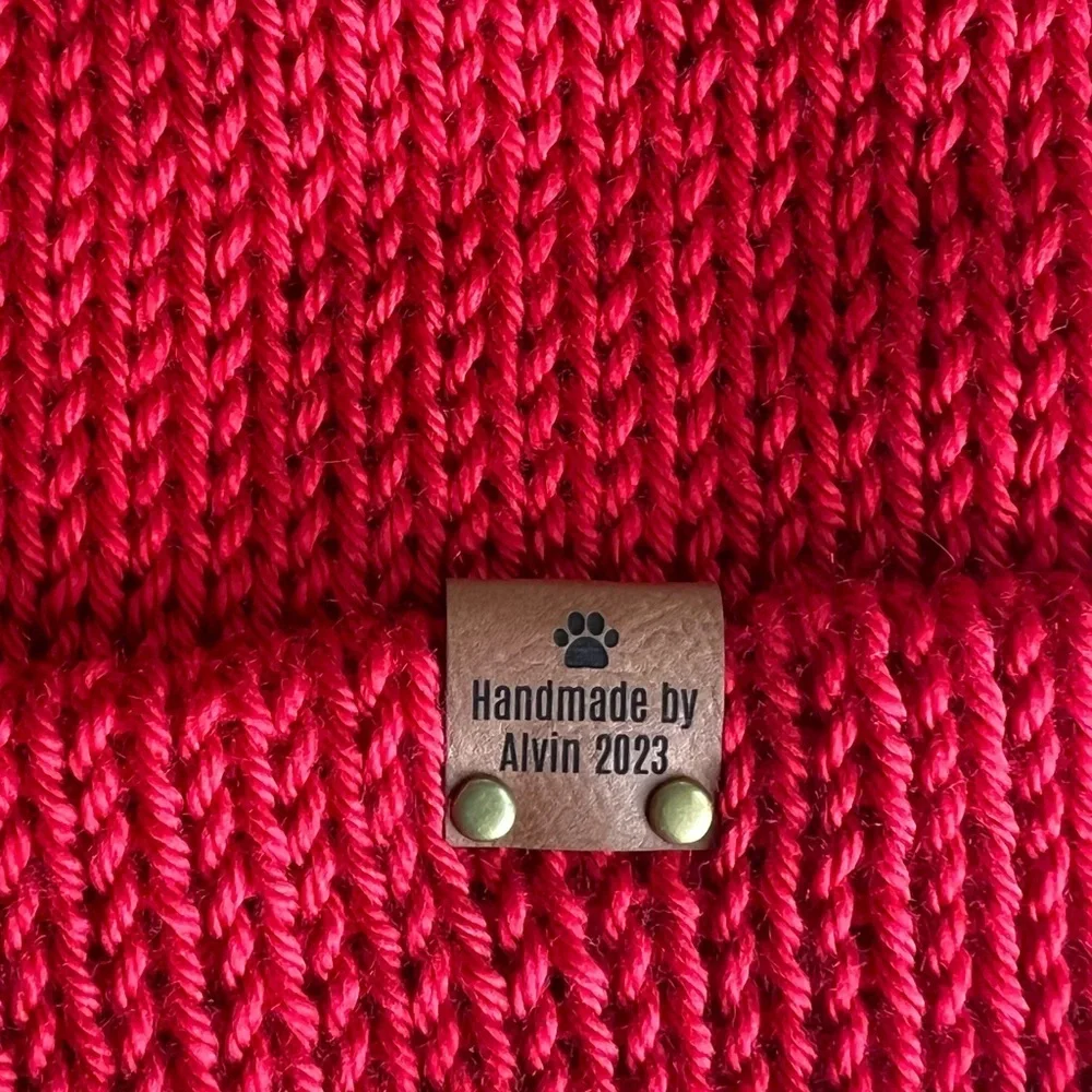 Handmade Knit Beanie with White Pom